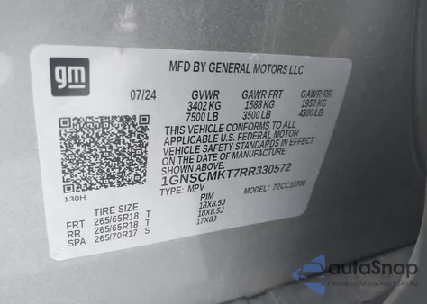 2024 Chevrolet Tahoe 2Wd Ls z USA, uszkodzony, nr VIN 1GNSCMKT7RR330572